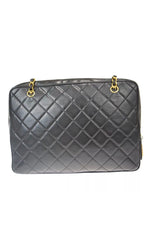 CHANEL Turn Lock Black Lambskin Tote Handbag
