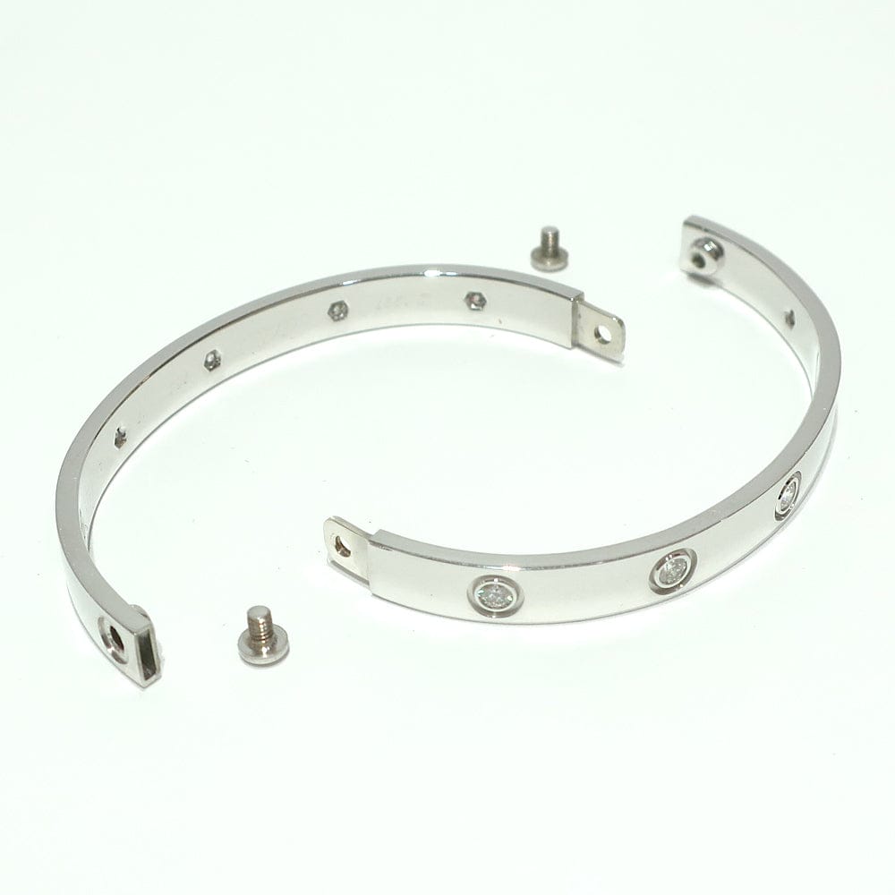 Cartier 10 Diamond 18KT White Gold Love Bracelet, Size 17 w/ Certificate