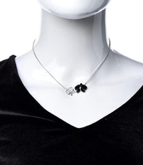 Cartier Caresse Dâ€™Orchidees Diamond & Black Onyx Flower Necklace / Pendant