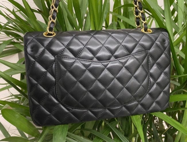 CHANEL Black Quilted Lambskin Double Flap Shoulder Handbag