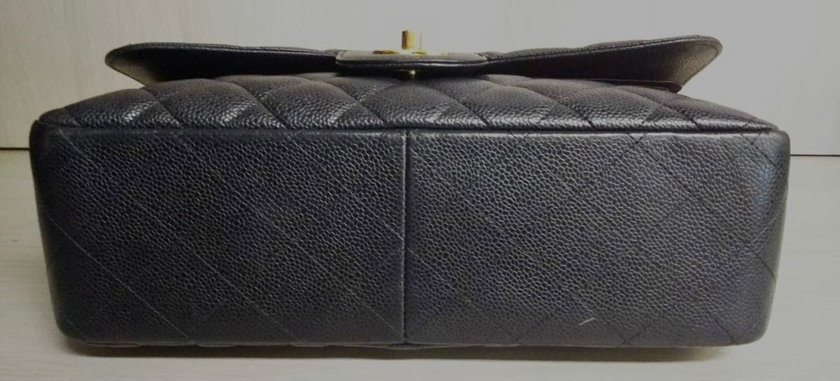 CHANEL Black Caviar Gold Hardware Jumbo 30cm Double Flap Bag