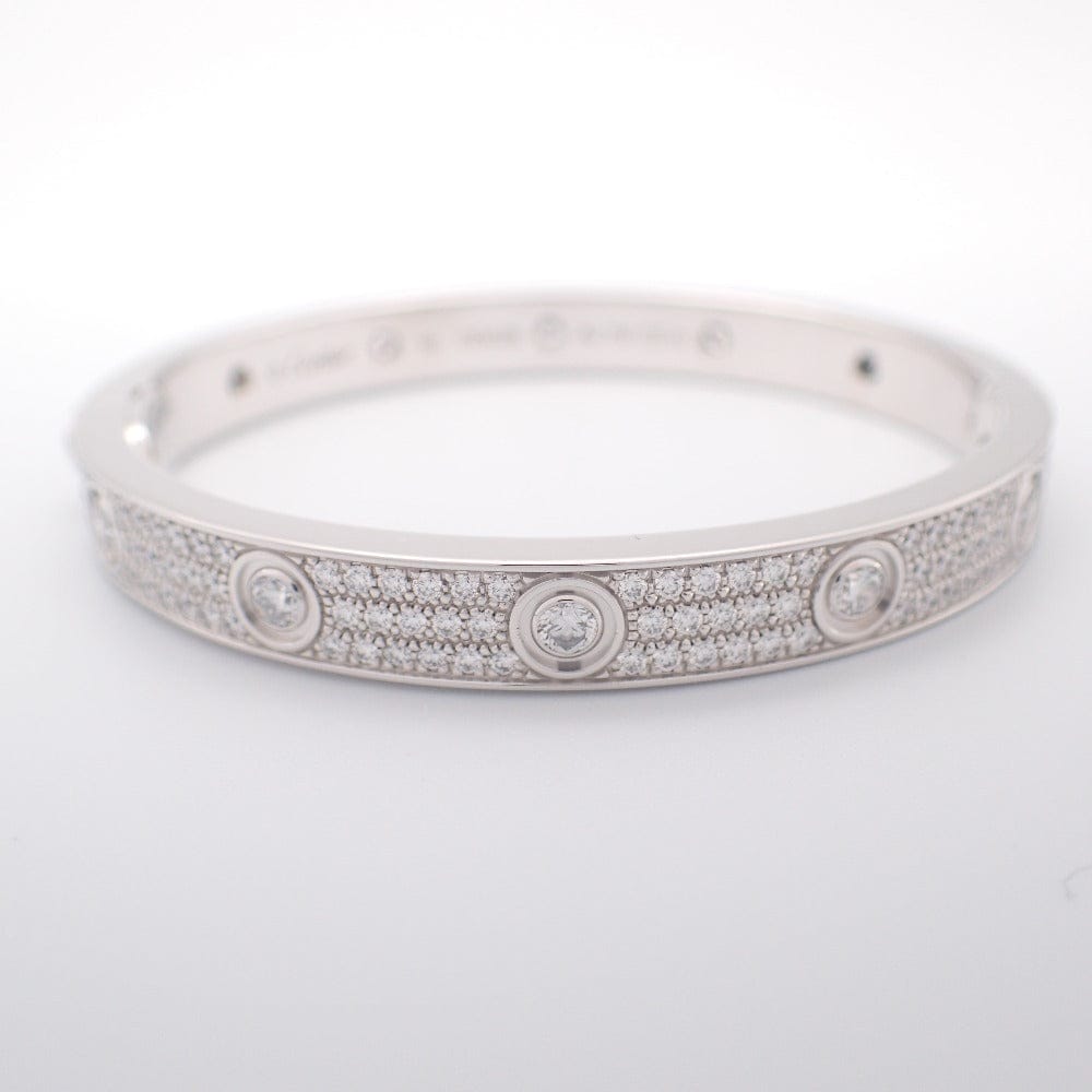 Cartier Full Diamond-Paved 18KT White Gold Love Bracelet, Size 16