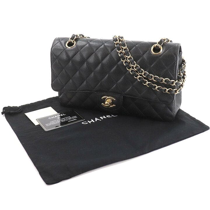CHANEL Caviar Medium Gold Hardware Double Flap Bag