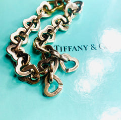 Tiffany and Co. Gold Sterling Silver Heart Link Bracelet