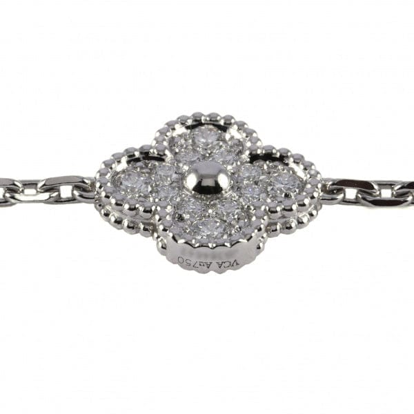 Van Cleef & Arpels Diamond-Paved 18KT White Gold 10 Vintage Alhambra Necklace