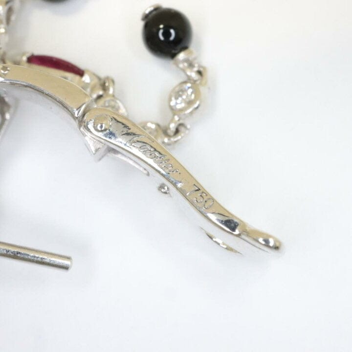 Rare Cartier Du Dragon Diamond Ruby Onyx Dangle Earrings