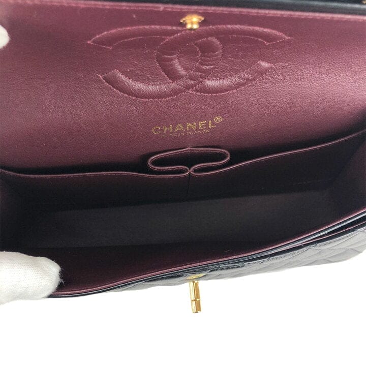 Vintage CHANEL Black Lambskin Gold Hardware Medium Double Flap Bag