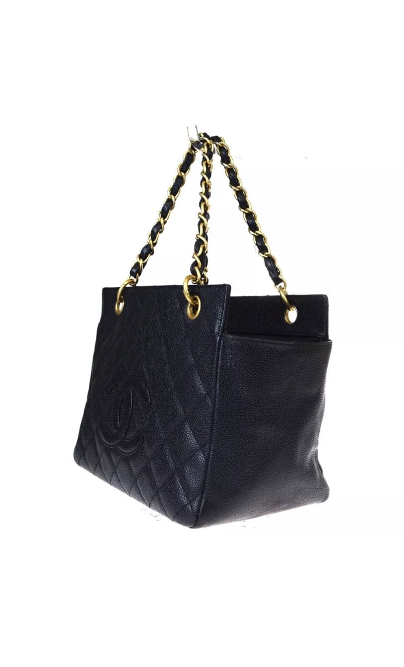 CHANEL Petite Black Caviar Shopping Tote Timeless Handbag