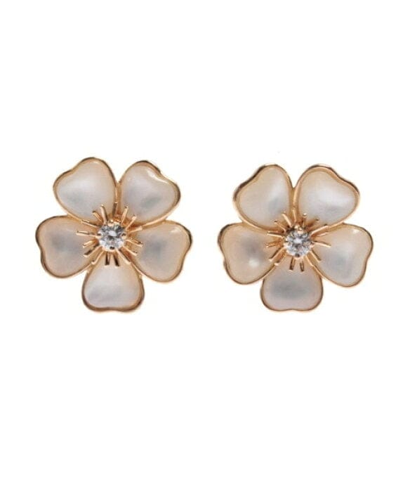 Van Cleef & Arpels Mini Nerval Diamond Mother of Pearl Earrings
