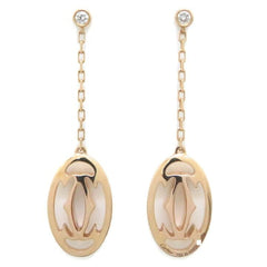 Cartier Double C de Cartier Logo Diamond Rose Gold Dangle Earrings