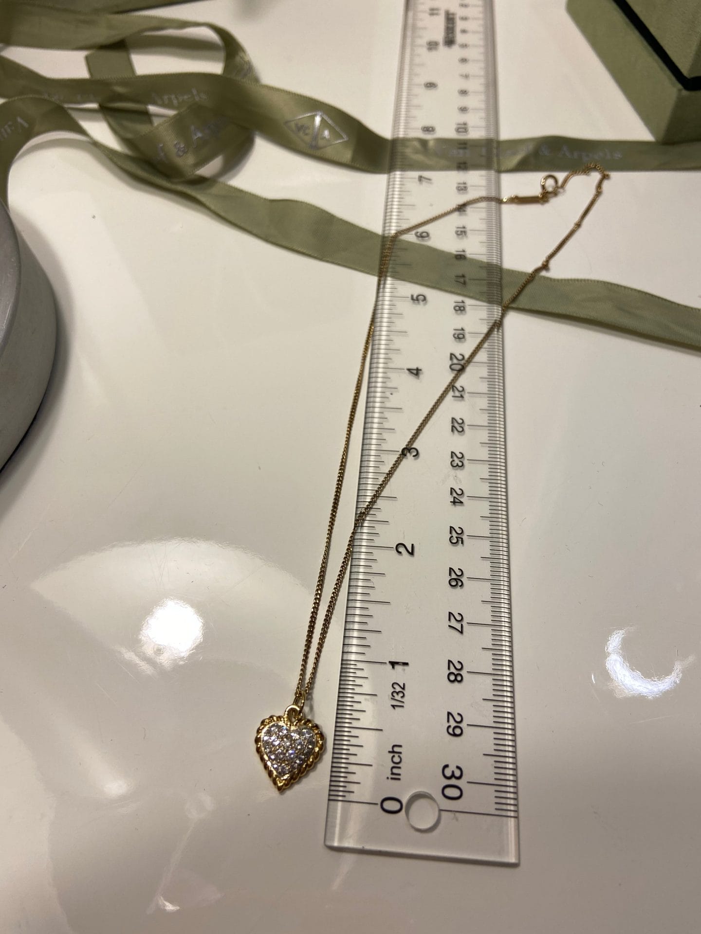 Van Cleef & Arpels VCA Diamond Paved Heart Puffy Necklace