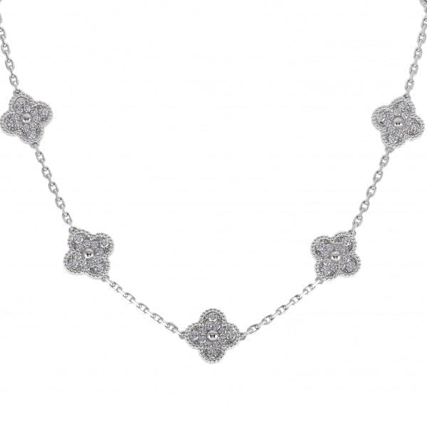 Van Cleef & Arpels Diamond-Paved 18KT White Gold 10 Vintage Alhambra Necklace