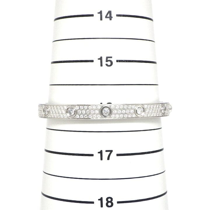 Cartier Full Diamond-Paved 18KT White Gold Love Bracelet Size 17