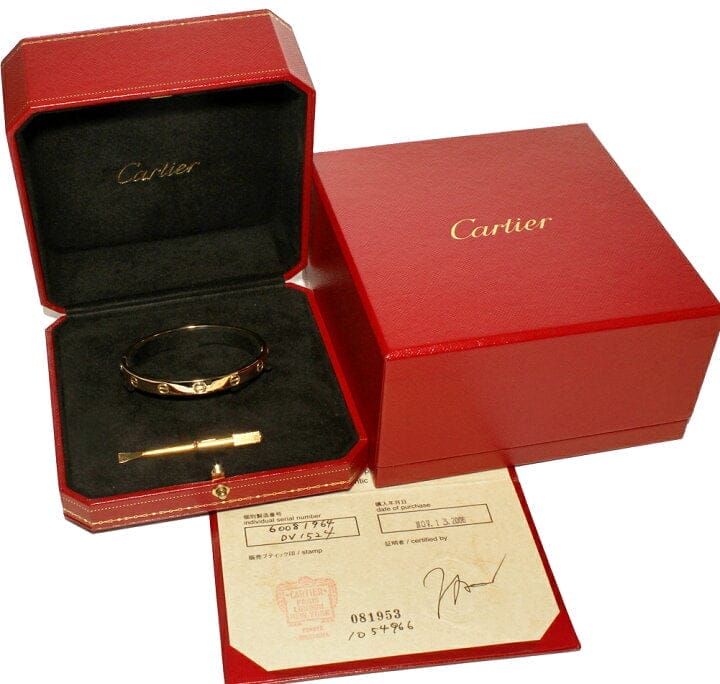 Cartier 18KT Yellow Gold Love Bracelet Size 17 w/ Cert