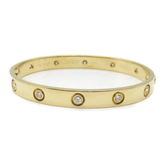 Cartier 10 Diamond 18KT Yellow Gold Love Bracelet Size 16, w/ Certificate