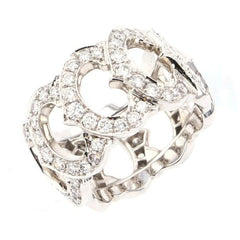 Cartier C de Cartier Entrelaces Full Diamond-Paved White Gold Ring Size 6.5