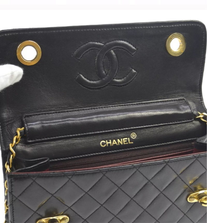 Vintage CHANEL 2Way Black Quilted GHW Handbag