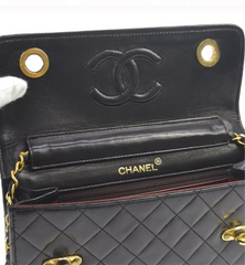 Vintage CHANEL 2Way Black Quilted GHW Handbag