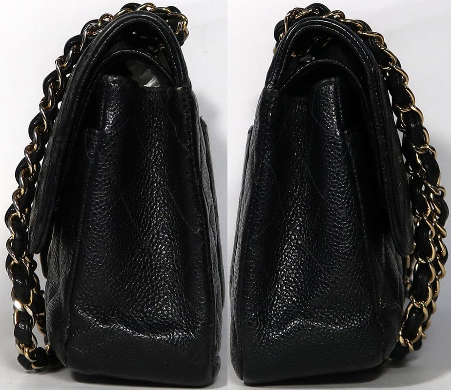 CHANEL Black Caviar Leather Gold Hardware Double Flap Bag
