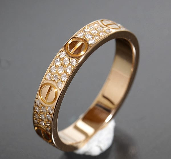 Cartier Diamond-Paved 18KT Rose Gold Love Ring, Size 56
