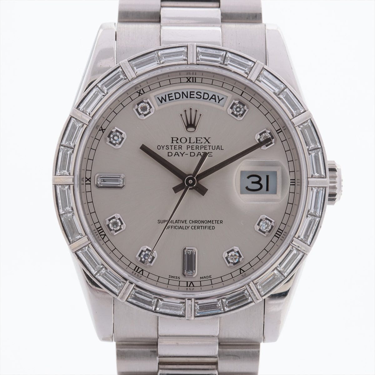 Rolex Platinum Pt950 Diamond Baguette Day Date 43mm Watch