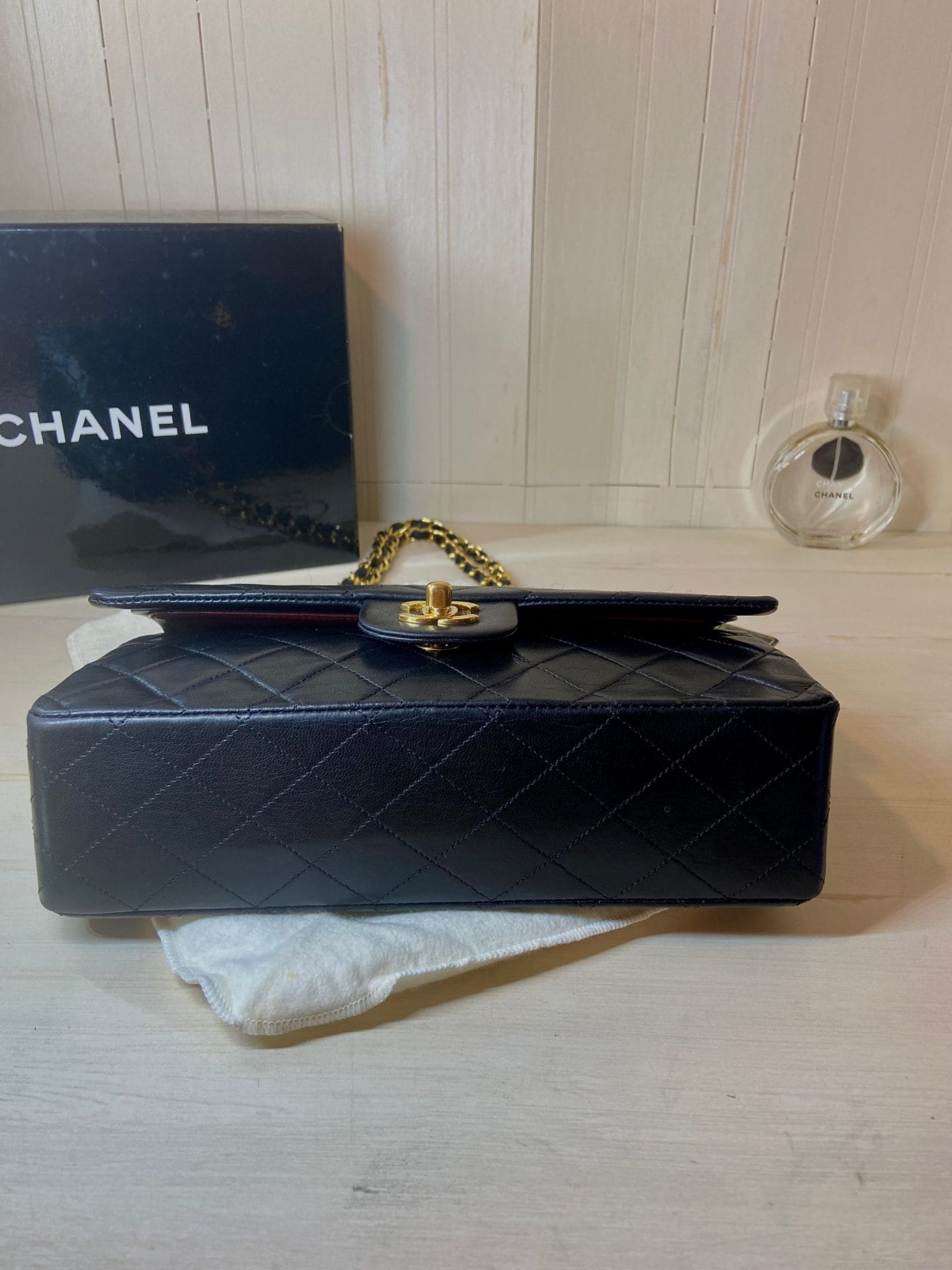 CHANEL Black Lambskin GHW Double Flap Bag