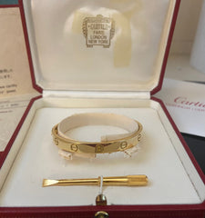 Cartier 18KT Yellow Gold Love Bracelet Size 17 w/Cert