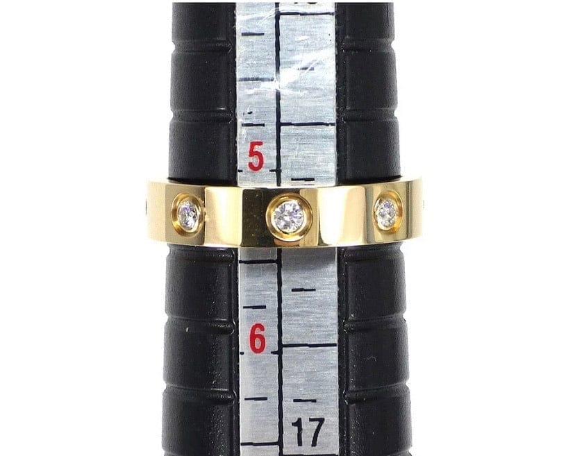 Cartier Mini 8P Diamond Love Ring 18KT Gold Sz 5.25