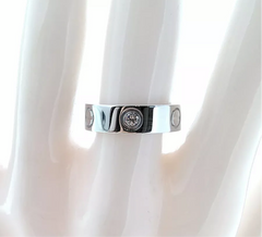 Cartier 3P Half Diamond 18KT White Gold Love Ring #50/ 5