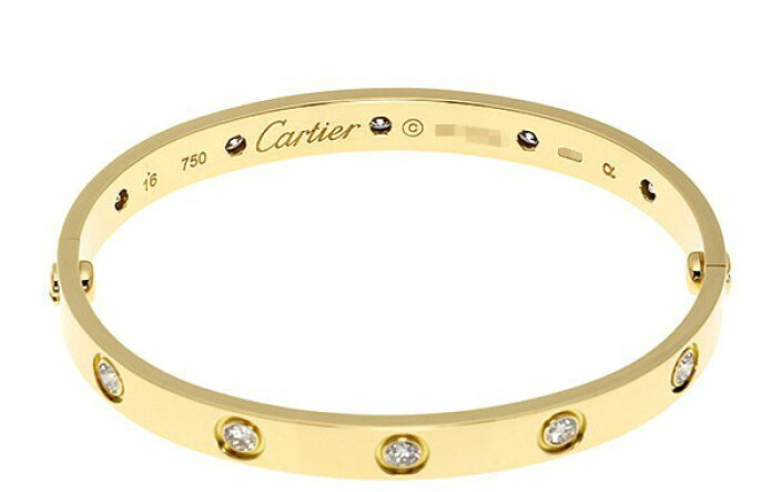 Cartier 10P Full Diamond 18KT Yellow Gold Love Bracelet #16