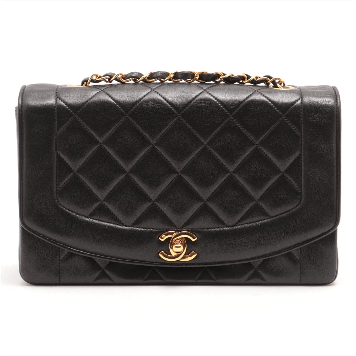 Vintage CHANEL Black Lambskin GHW Diana Flap Bag