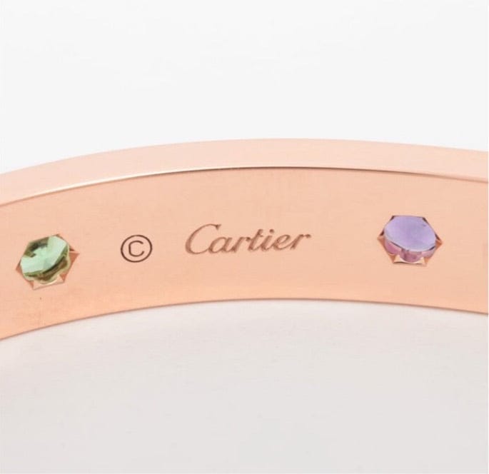 Cartier Rainbow Multi-Color Sapphire Love Bracelet, Size 17