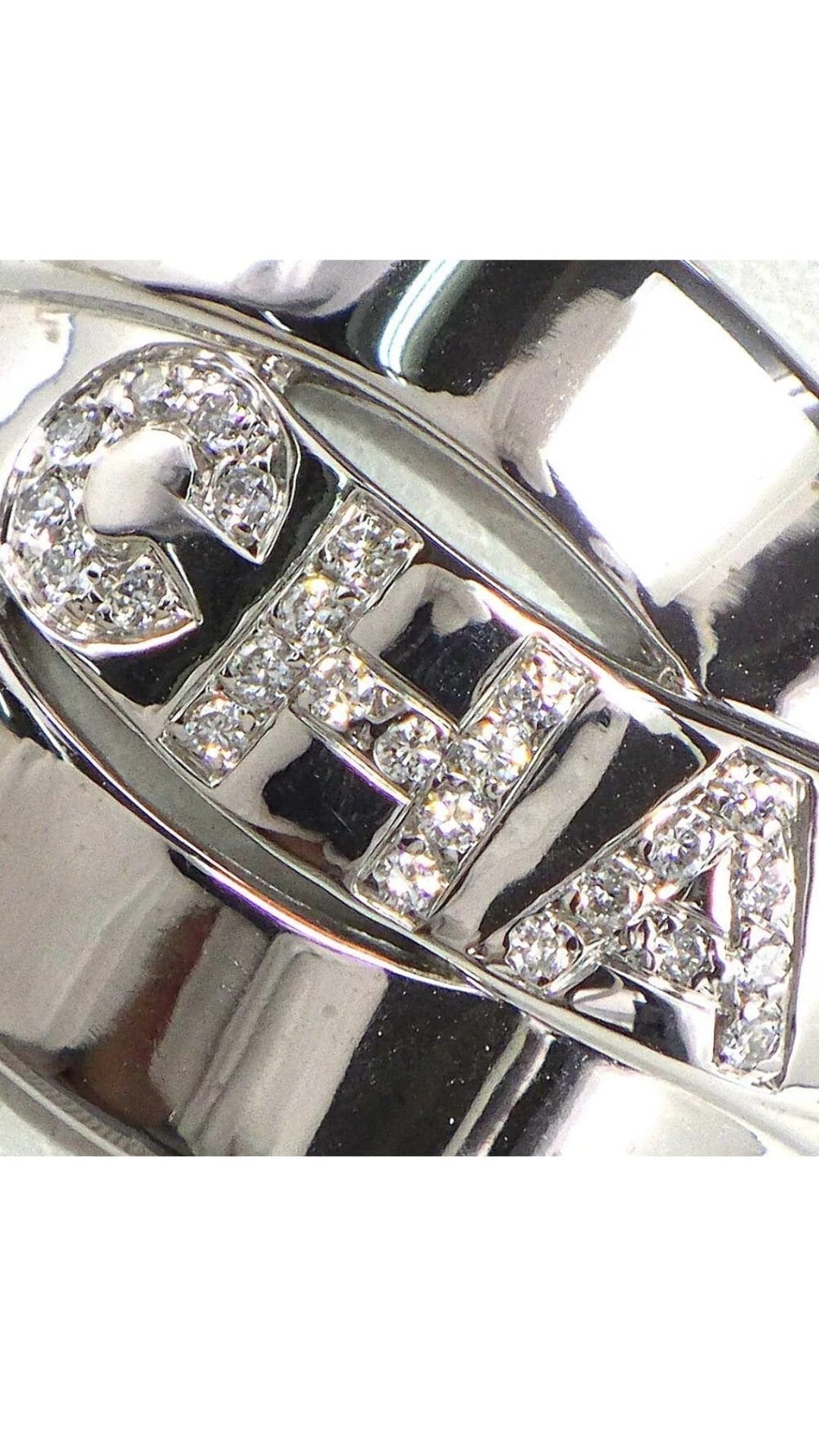 CHANEL Diamond CC Logo 18KT White Gold Buldoc Ring