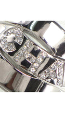 CHANEL Diamond CC Logo 18KT White Gold Buldoc Ring