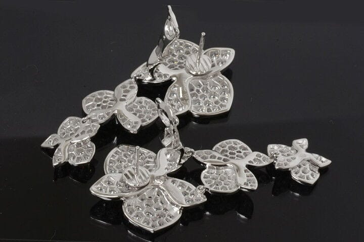 Cartier Caresse Dâ€™Orchidees Diamond Paved 18KT White Gold Dangle Earrings