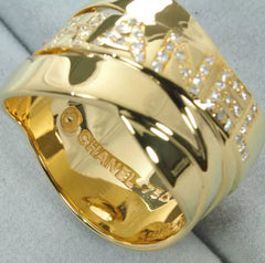 CHANEL 18KT Gold & Diamond Bullock Ring Sz 5.5