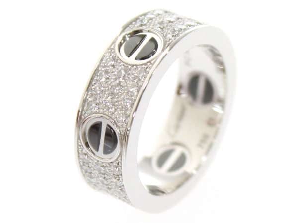 Cartier Diamond Paved Ceramic 18KT Gold Love Ring #51