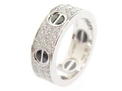 Cartier Diamond Paved Ceramic 18KT Gold Love Ring #51