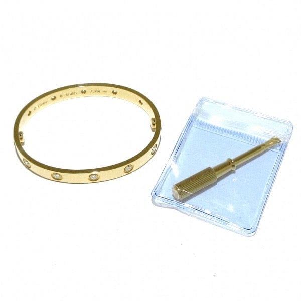 Cartier 10P Full Diamond 18KT Yellow Gold Love Bracelet Size 16
