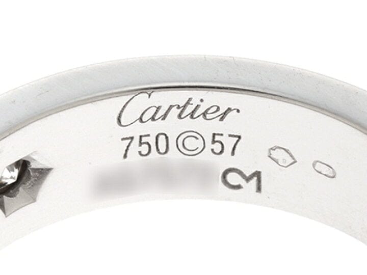 Cartier 3P Half Diamond 18KT White Love Ring Size 57/ 8