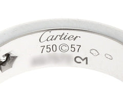 Cartier 3P Half Diamond 18KT White Love Ring Size 57/ 8