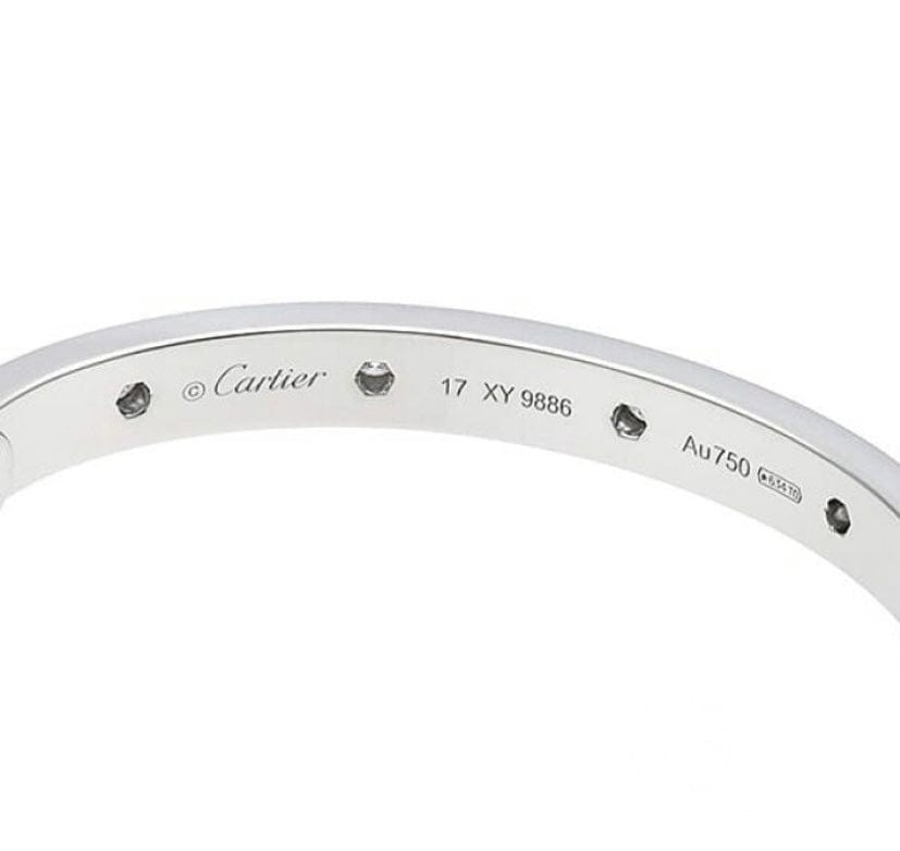Cartier Full Diamond-Paved 18KT White Gold Love Bracelet Size 17
