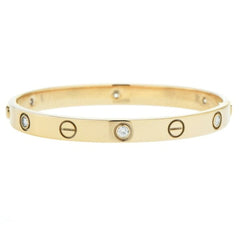 Cartier 6P Diamond Love Bracelet 18KT Yellow Gold Size 16