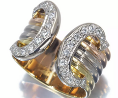 Cartier Diamond 2C Wide 18KT Trinity Tri-Gold Ring #51/ US 5.5