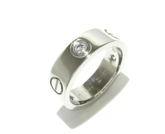 Cartier 3P Half Diamond 18KT White Gold Love Ring Size 5