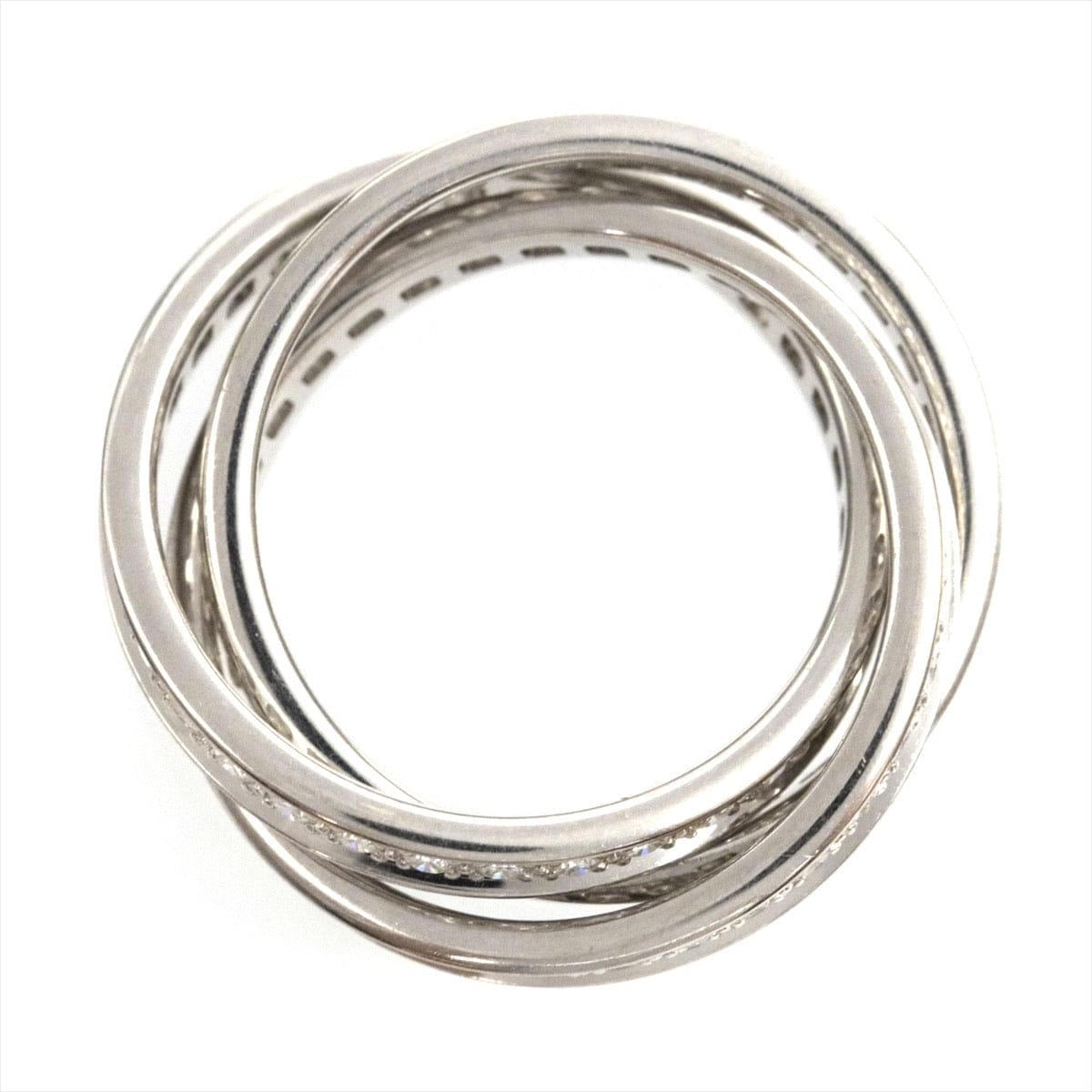 Cartier Diamond Trinity Rolling 18KT White Gold Ring Size #55/ US 7