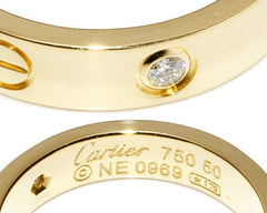 Cartier 1P Diamond Wedding Yellow Gold Love Ring Size 5