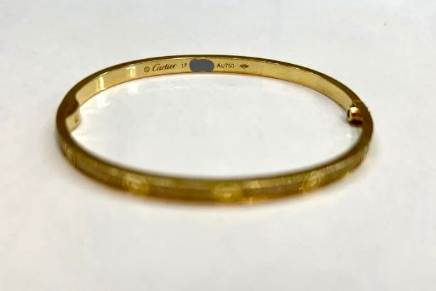 Cartier Diamond-Paved Small Love Bracelet, 18KT Yellow Gold, Size 17