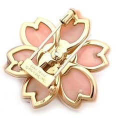 Rare Van Cleef & Arpels Diamond & Coral Rose de Noel Large Pin, Clip, Brooch