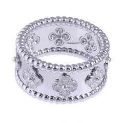 Van Cleef & Arpels Diamond Perlee Clovers 18KT White Gold Ring